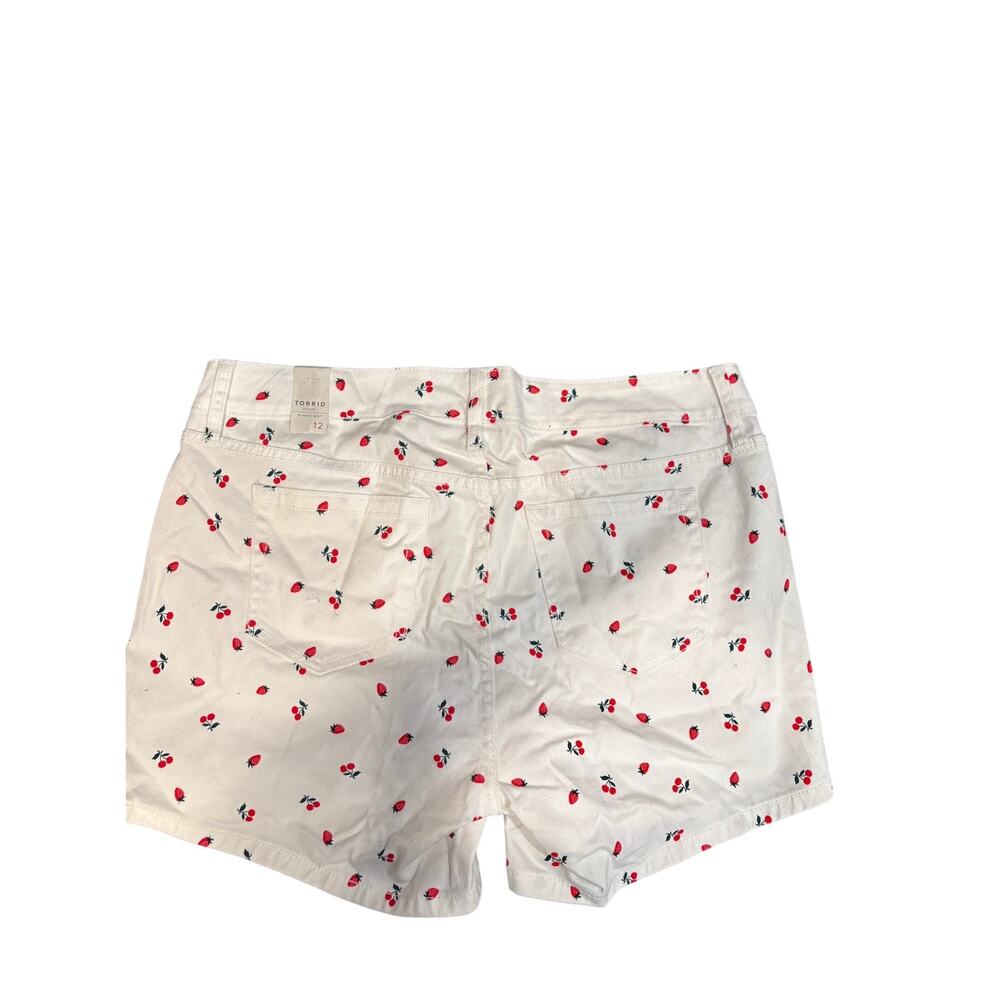 torrid White Cherry-Print Denim Shorts - Picture 2 of 13